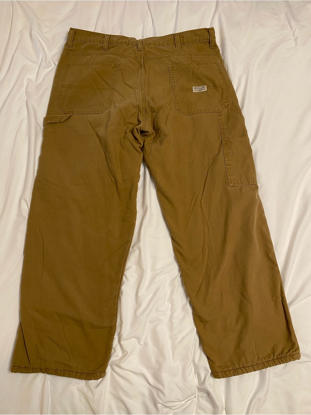 Wrangler Fleece Lined Men's Work-Style Pants in Brown - Casual Straight Fit - Picture 4 of 7